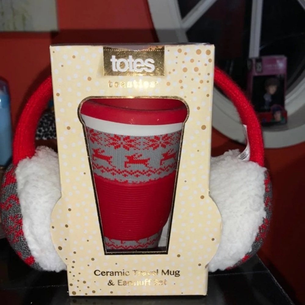 Ceramic Travel Mug And Earmuffs